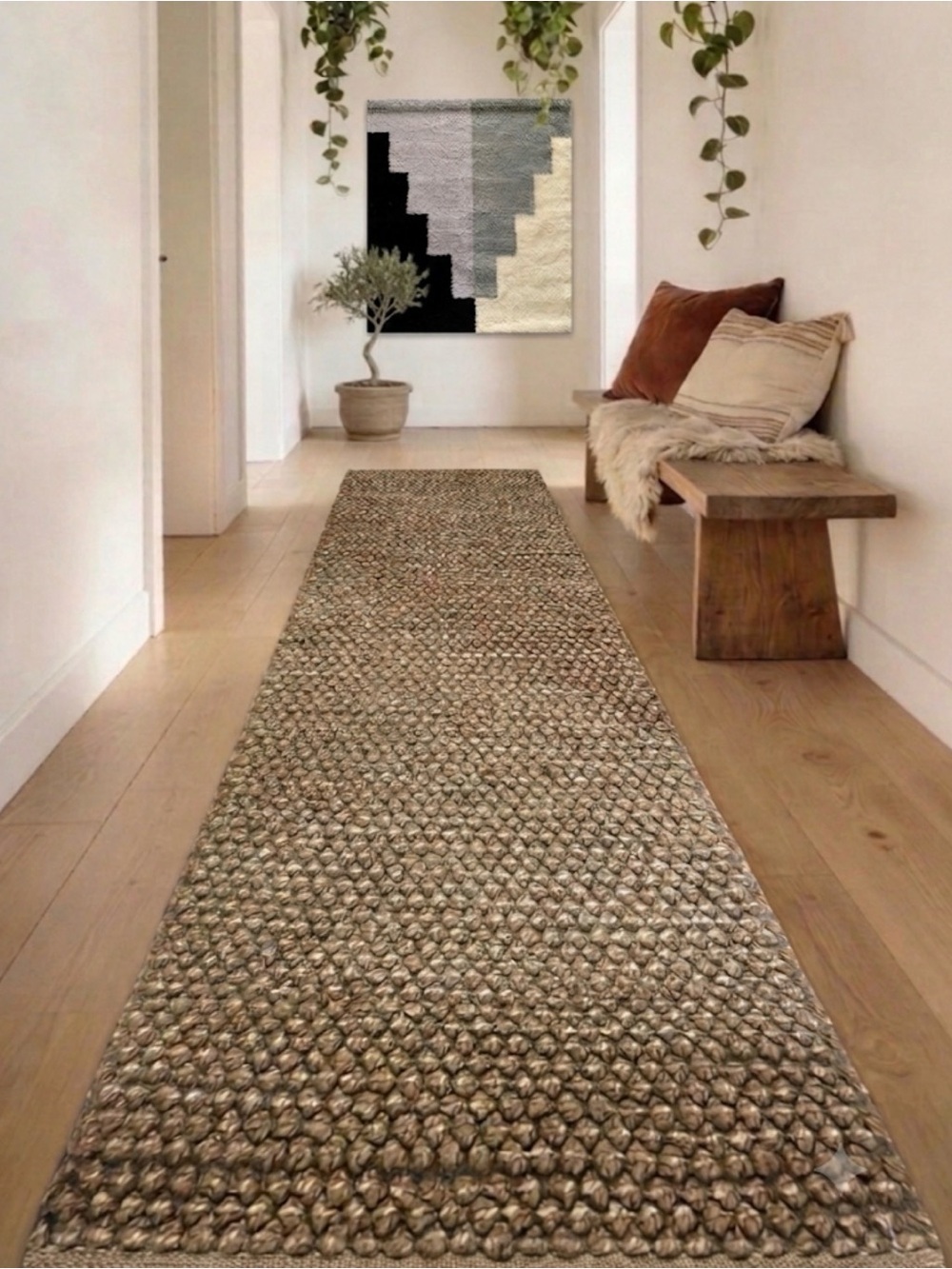 NWOT West elm Boucle Textured Woven Reversible Runner Area Rug 2.5’ x 7’